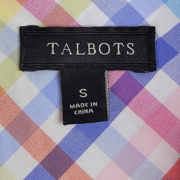 Talbots Button Down Shirt Spring Plaid Check Size Small S Colorful LS Cotton - Picture 4 of 11